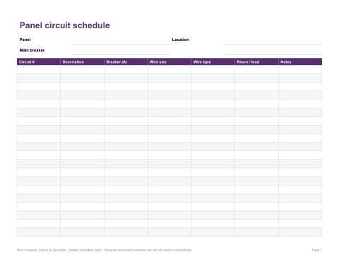 Preview of the first page of Circuit schedule